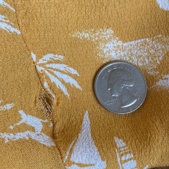 Abercrombie & Fitch High Waist Tropical Hawaiian Print Pant Golden Yello… - Picture 11 of 11